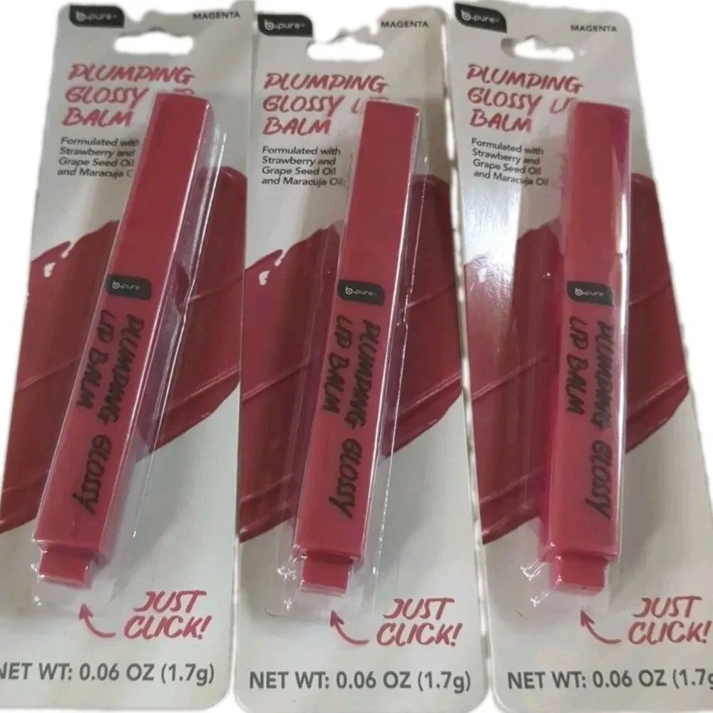 B-Pure Plumping Glossy Lip Balm - Magenta (Set of 3) - Maracuja Oil Moisturizing
